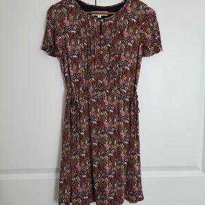 LOFT Paradise Pintucked Side Tie Dress Size S